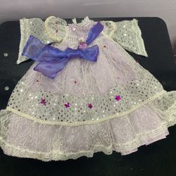 Fancy Lavender Lacy Doll Dress 14” Doll