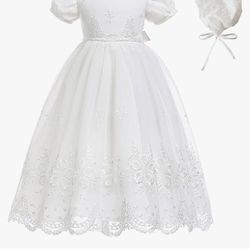 Baby-Girls Newborn Satin Christening Baptism Floral Embroidered Dress Gown Outfit Vestido De Bautizo it