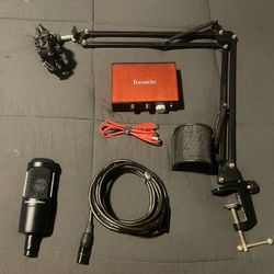 Audio Technica AT2035 XLR + Scarlett Solo 1st Gen Compact + Mic Stand And Filter