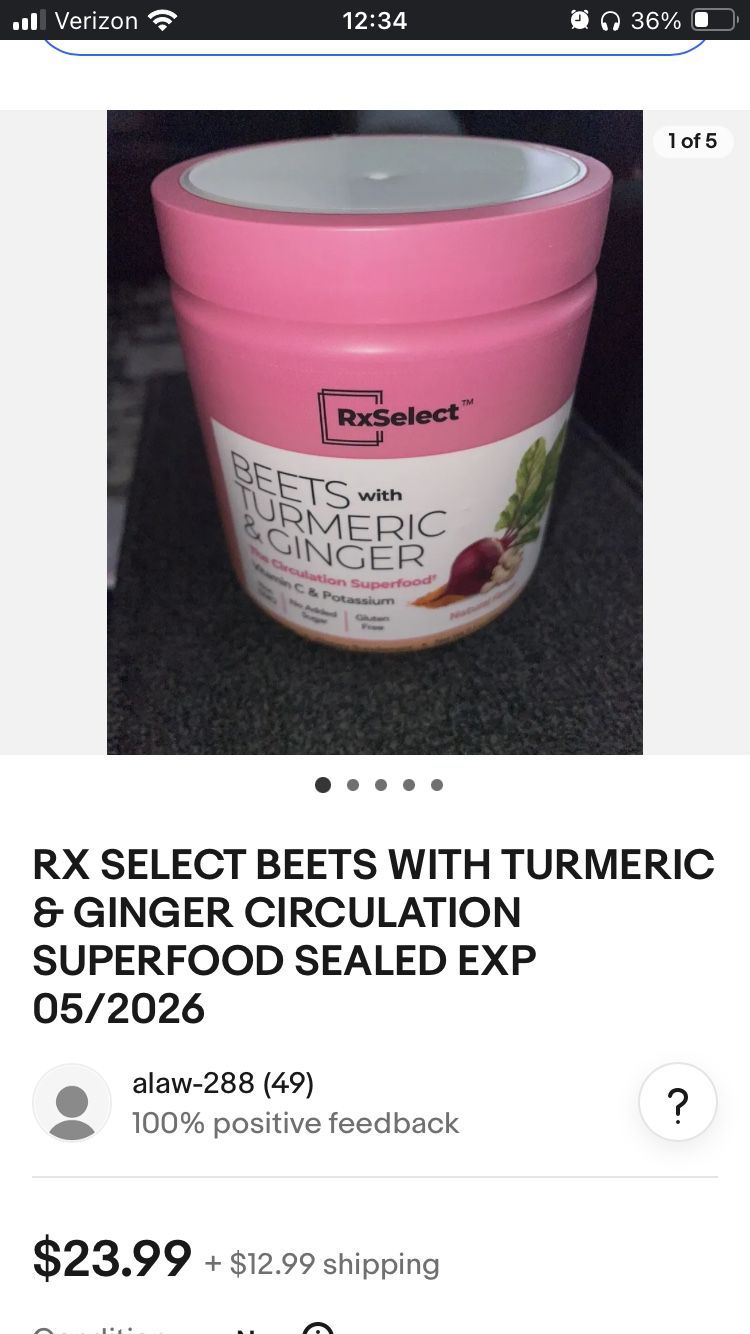 RX SELECT BEETS WITH TURMERIC & GINGER CIRCULATION SUPERFOOD SEALED 