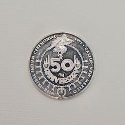 Gallup New Mexico Redrocks 1971 50th Anniversary Sterling Silver Medal