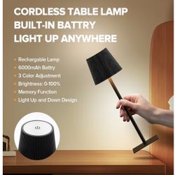 LUTEC 2 Pack Cordless Table Lamp Desk Lamp Black