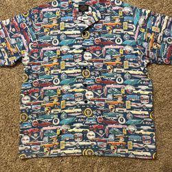 G1 Classic Car Print Button Down Shirt Mens Size XL Vintage