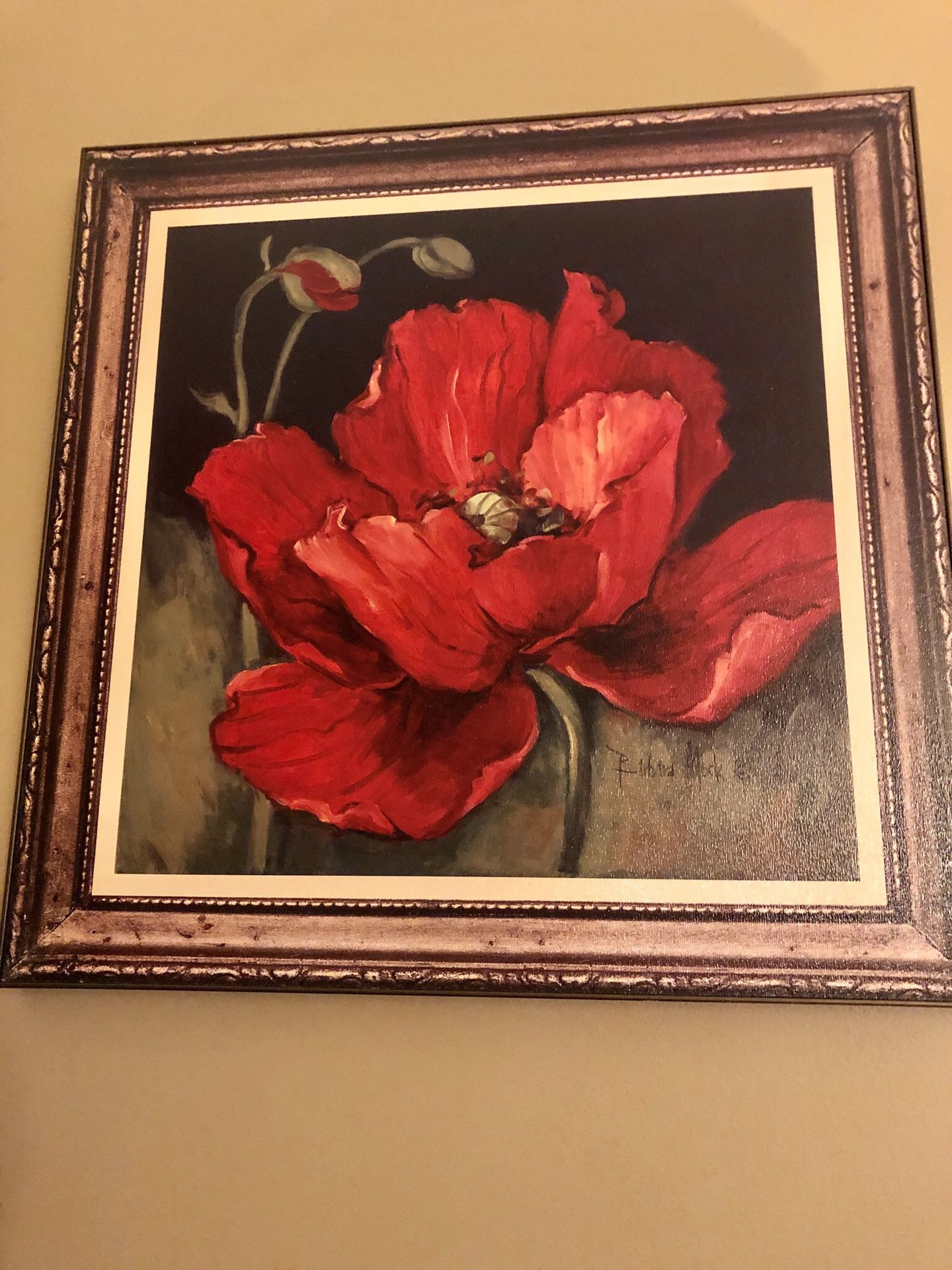 Set of 2 Large Canvas Paintings (Poppy Blossoms)
