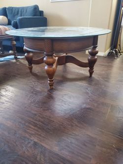Round wooden coffee table