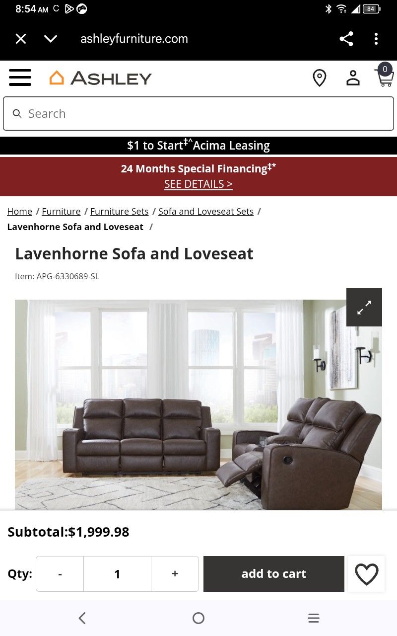 Lavernhorne Reclining Sofa With Drop Down Table
