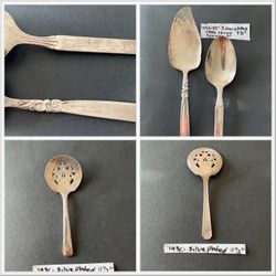 1930-50 Silver Plated Cake Server (9.5”) Spoon(9”) And decorative Spoon (4.5”)