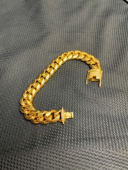 14K Plated Cuban Bracelet CZ Clasp New