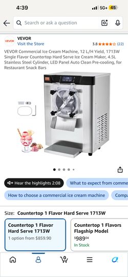 Vevor hard ice cream machine