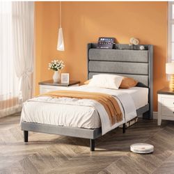Klementyna Twin XL Upholstered Storage Bed with Power Oulets - brand new