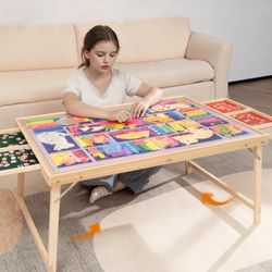 New Puzzle Table with Legs and Drawers, 34"x 26"