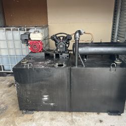 Fuel Transfer Tank Diesel / Oil with a mounted Honda Engine & Air Compressor 220 Gallon