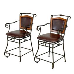 Prescott Roll Arm Swivel Counter Height Bar Stools (Set of 2)