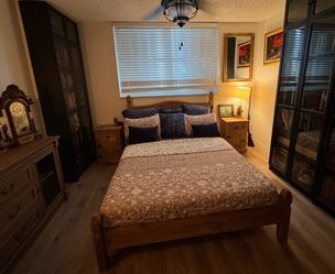 BRAND new queen bed, nightstand set and mattress with covers