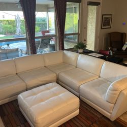 White Leather Sectional Couch