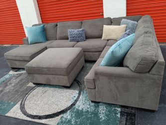 U Shaped Gray 3 piece Sectional