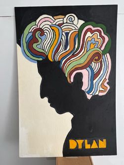 Bob Dylan collectors 24x36 painting on canvas board from the 1967 famous Psychedelic Head Pose
