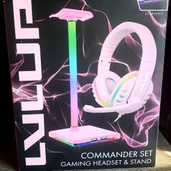 Vivitar LVLup Commander Set Pink Gaming Headset & Stand