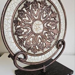 Metal Vintage MCM FRATELLI FANCIULLACCI ELBEE POTTERY Large Platter Plate Rare ITALY