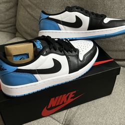 🔥 Size 8M/9.5W Air Jordan 1 Low OG Black Dark Powder Blue🚨Receipt in hand🚨