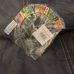 New In Package Slant Collections Happy Birthday Metal Headband 