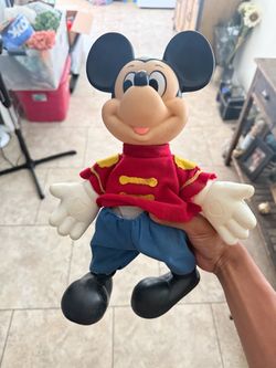 Vintage 1970s Walt Disney Productions KTC Vinyl Cloth Mickey Mouse Horn Doll 13"