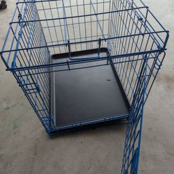 Foldable Blue Metal Small Dog Crate New 