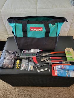 NEW MAKITA DRILL BAG & miscellaneous tools