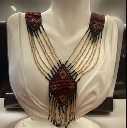 KORALIKY. Ukrainian Weaving Traditional Folk Handmade Seed Beads NECKLACE Long