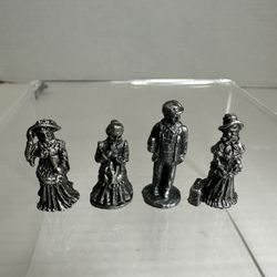 4 Vtg Miniature 1" pewter figurines marked 93IRS China Metal Figures Lot