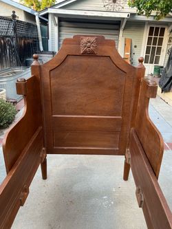 Vintage Victorian style Toddler / Child Bed with hook-on wood bed rails and side safety guards