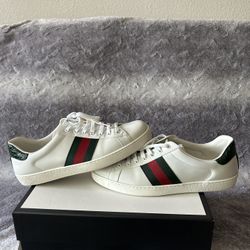 Gucci Ace Crocodile-Embossed Sneakers Low White Size 13 Euc