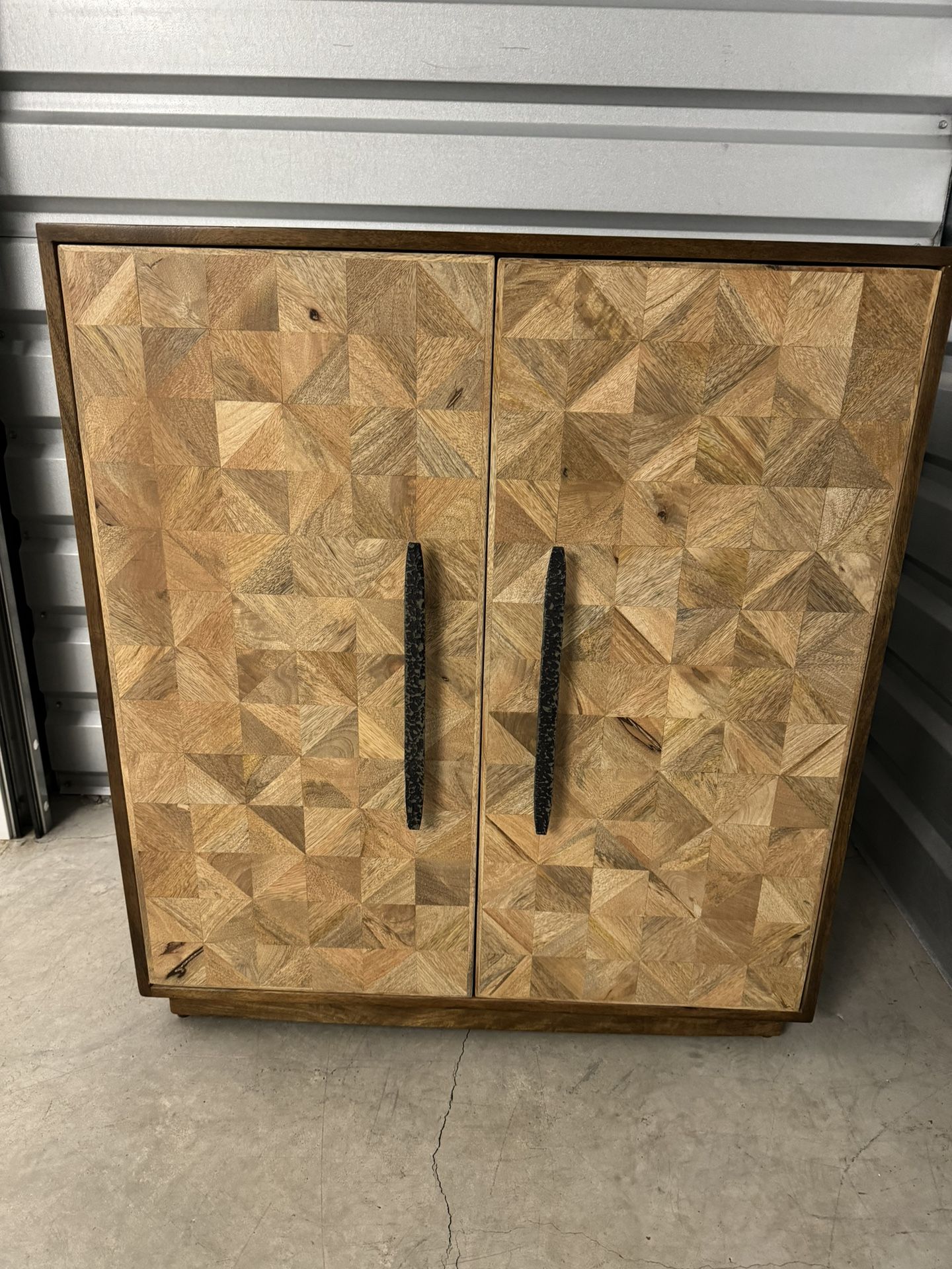 Herringbone Wood Cabinet 