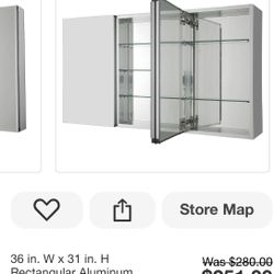 NEW IN BOX MIRROR WITH STORAGE CABINET 36”