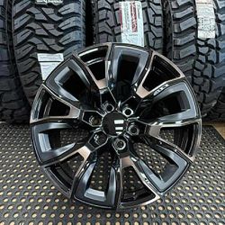 20x9 6x139 GMC Sierra Black/Satin Black Inserts Wheels