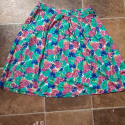 Vintage 80's lucia Floral Pleated Skirt Cottagecore Country Boho Women 16