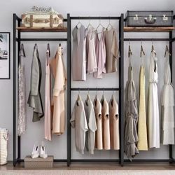 JW0096 Freestanding Closet Organizer, Large Garment Clothes Rack
