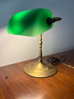 Vintage Green Cased Glass Banker's Desk Lamp