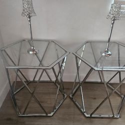 2 tables with food 2 Tables with living room lights