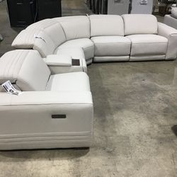 Leather Power Recliner Sectional