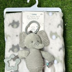 Elephant Baby Blanket With Toy
