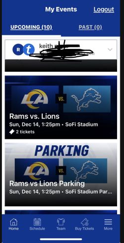 Rams versus Lions Tickets & Tailgate Parking Pass 