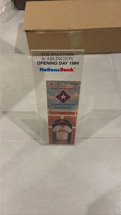 1994 Texas Rangers Opening Day Ticket Display