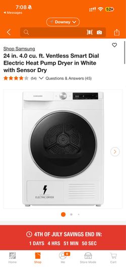 Samsung 24 in. 4.0 cu. ft. Ventless Smart Dial Electric Heat Pump Dryer in White with Sensor Dry