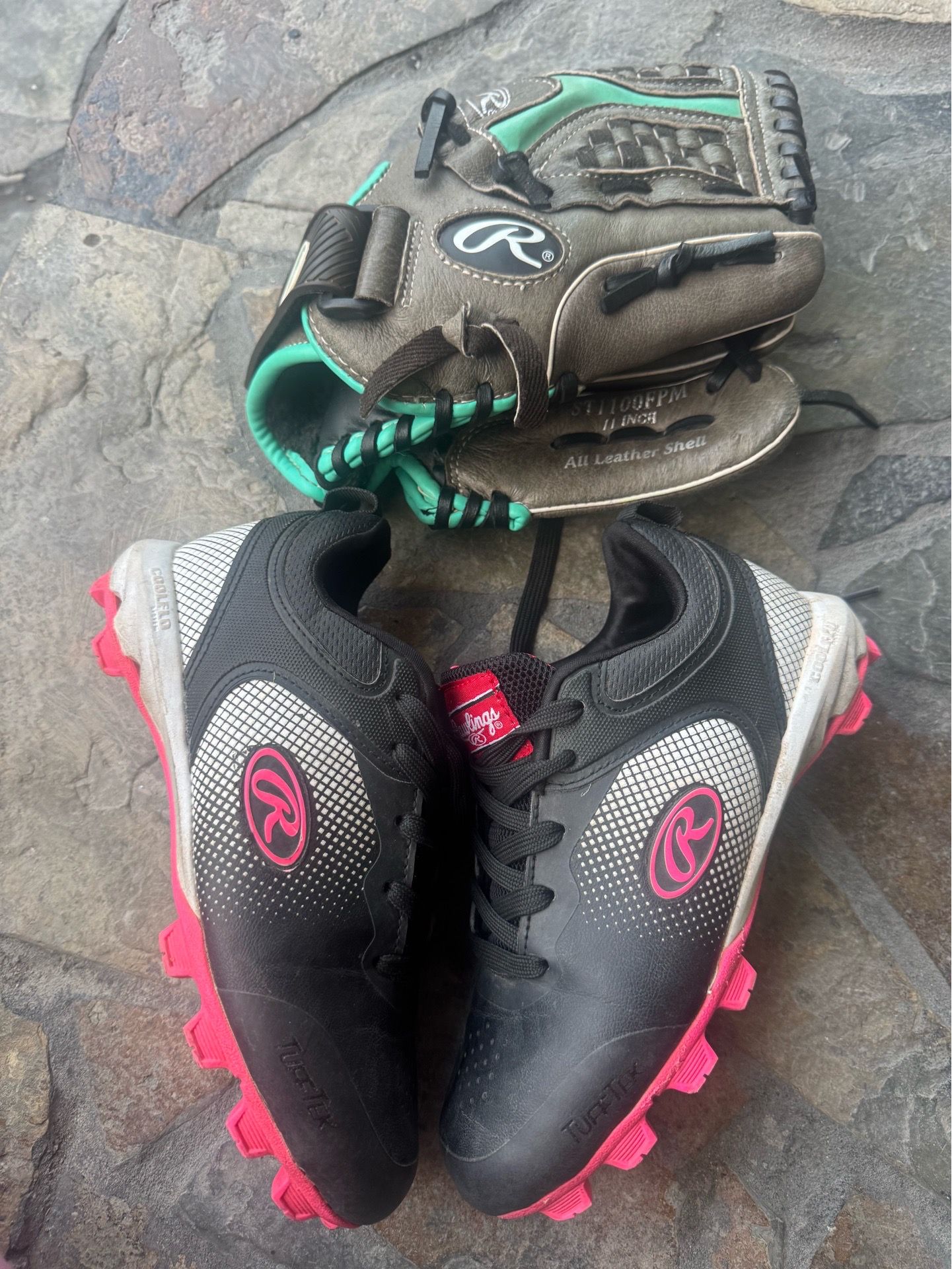 Softball Cleats and Glove
