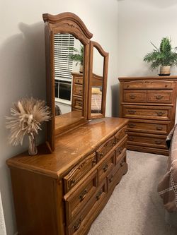 Antique vintage furniture set and Queen mattress