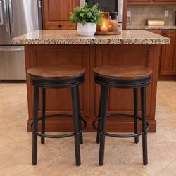 Pair Of Modern Swivel Bar Stools