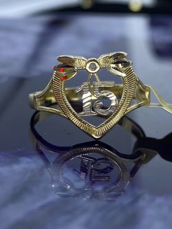 $250 Two Tone Yellow and White Gold Heart Quinceañera Ring