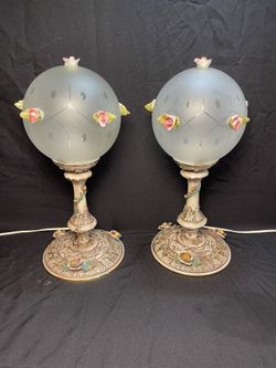 Vintage Capodimonte Globe Lamps-Antique Italian Porcelain Lamps ($450 pair)