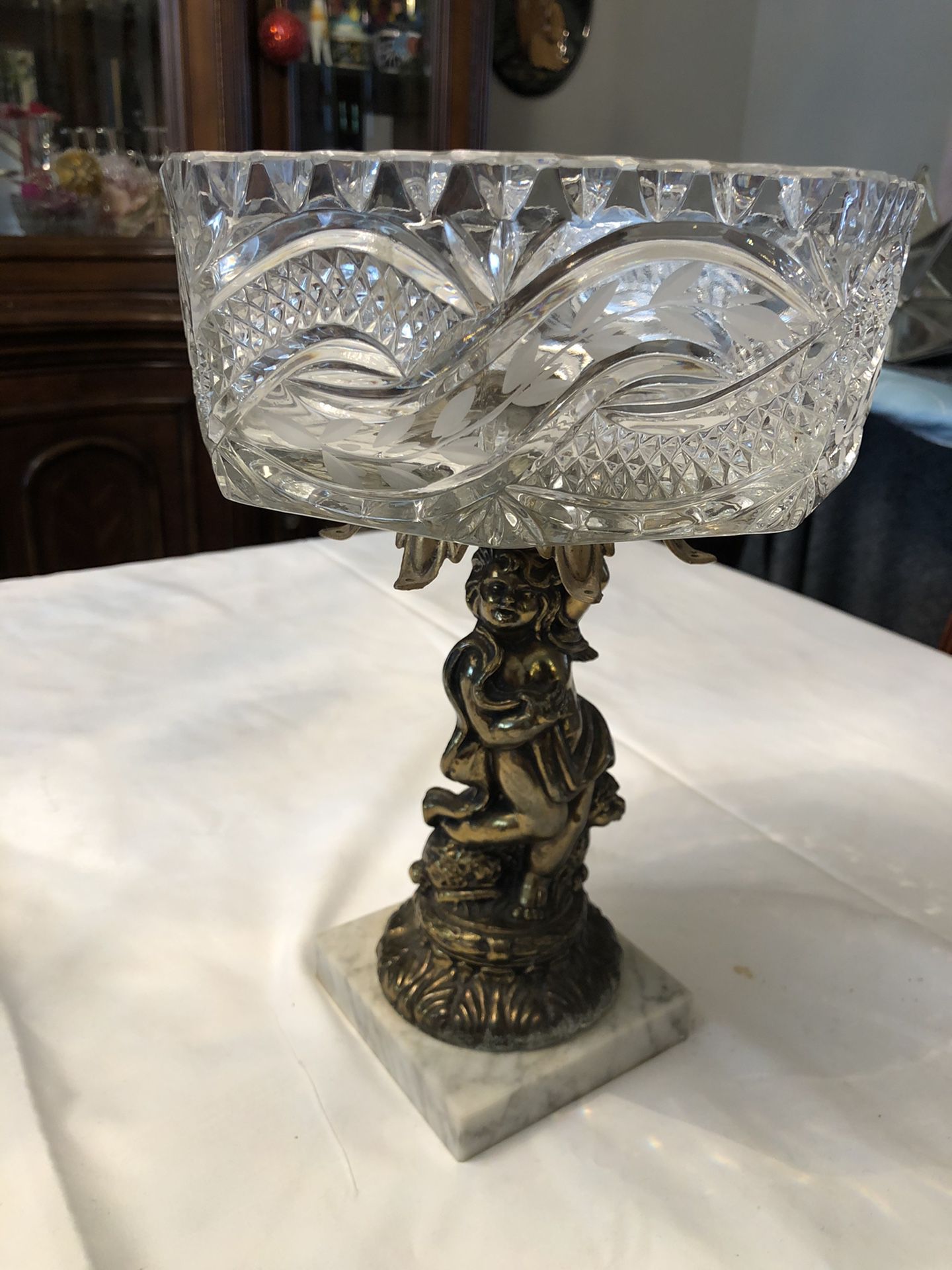 Antique glass pedestal vase